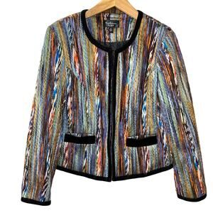 Katherine New York Multicolor Rainbow Thread Yarn Embroidered Blazer Jacket M